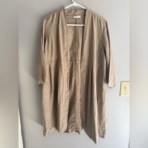 J Jill Pure Jill Womens Linen Long Sleeve Duster Jacket Cardigan Brown SZ S